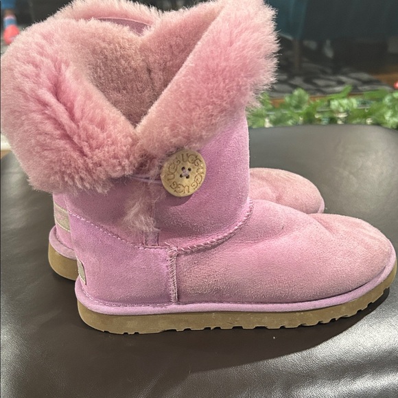 UGG Other - UGG Pink Suede Boots with Fur Trim size 6